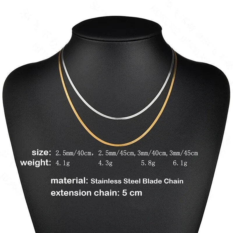 Vinagte Squares Crystal Pendant Necklace for Women Dazzling CZ Gold Color Stainless Steel Choker Snake Chain on Neck Jewelry
