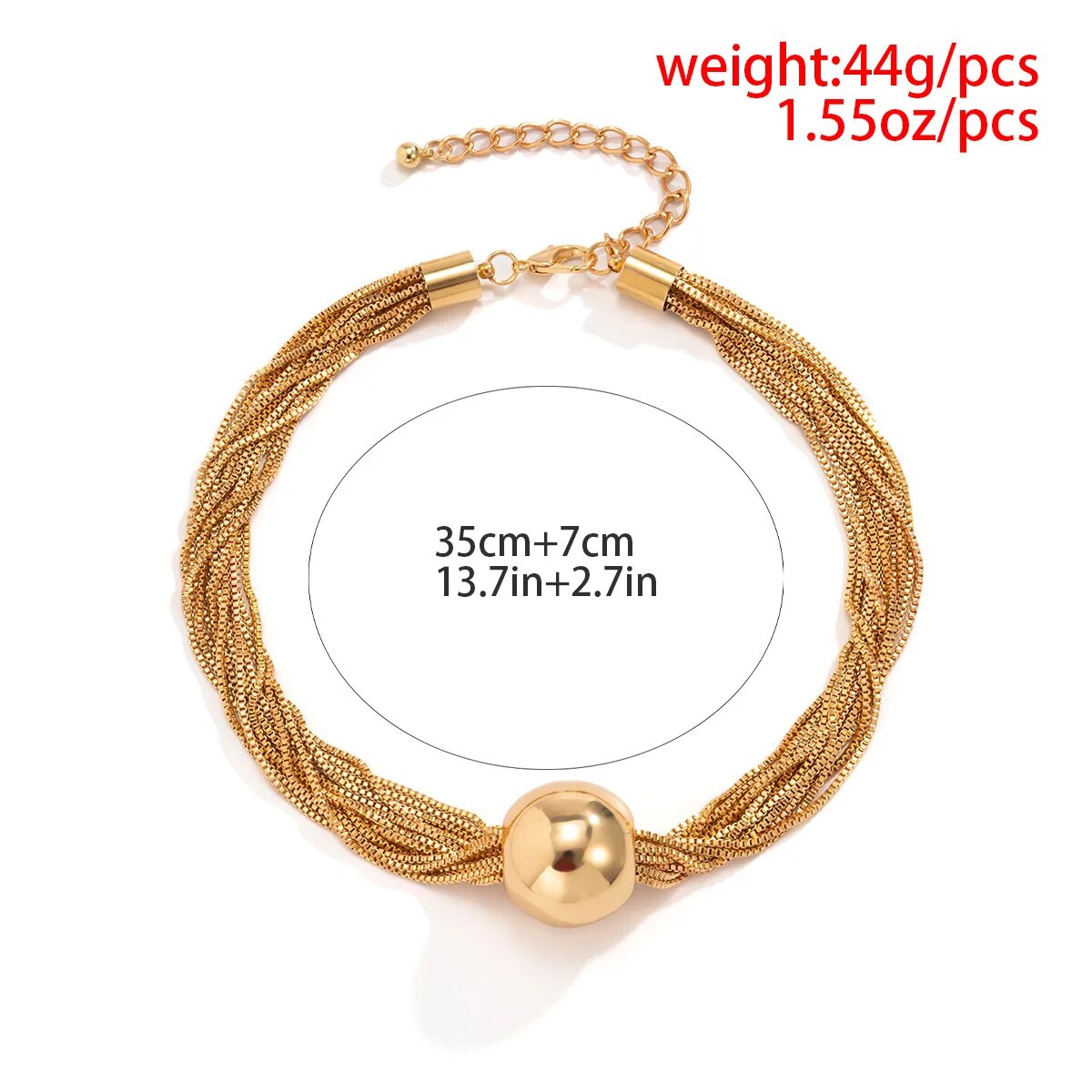 Trendy Gothic Twist Thin Chain Necklace for Women's Vintage Metal Multilayer Ball Pendant Necklace Clavicle Fashion Neck Jewelry