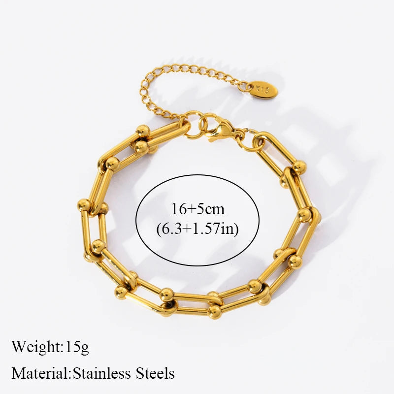 EILIECK 316L Stainless Steel Gold Color Geometric Bracelet For Women Girl Fashion New Holiday Gift Wrist Chain Jewelry Pulsera