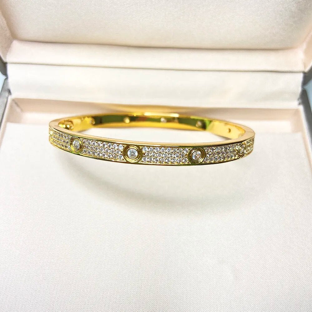 Fashion Designer Titanium Steel Bracelet For Women 18k Gold Plating Inlaid Zircon Bracelet Female pulseras mujer