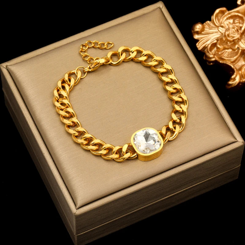 EILIECK 316L Stainless Steel Gold Color Geometric Bracelet For Women Girl Fashion New Holiday Gift Wrist Chain Jewelry Pulsera