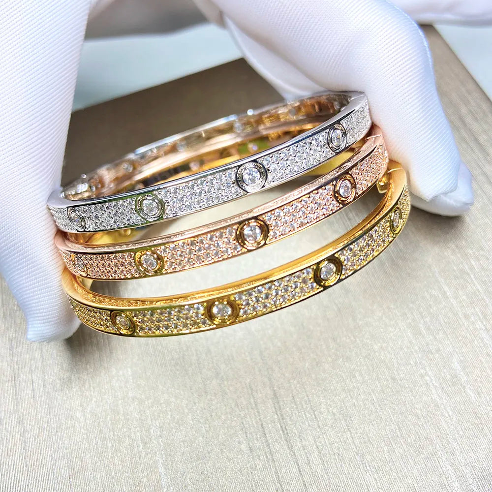 Fashion Designer Titanium Steel Bracelet For Women 18k Gold Plating Inlaid Zircon Bracelet Female pulseras mujer