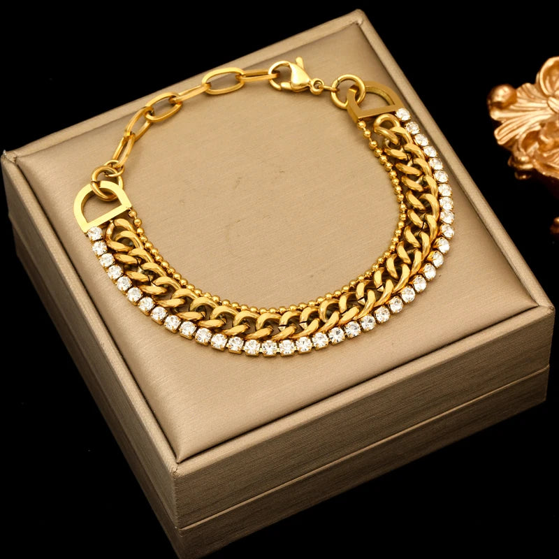 EILIECK 316L Stainless Steel Gold Color Geometric Bracelet For Women Girl Fashion New Holiday Gift Wrist Chain Jewelry Pulsera