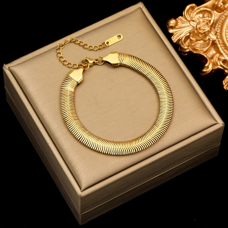 EILIECK 316L Stainless Steel Gold Color Geometric Bracelet For Women Girl Fashion New Holiday Gift Wrist Chain Jewelry Pulsera