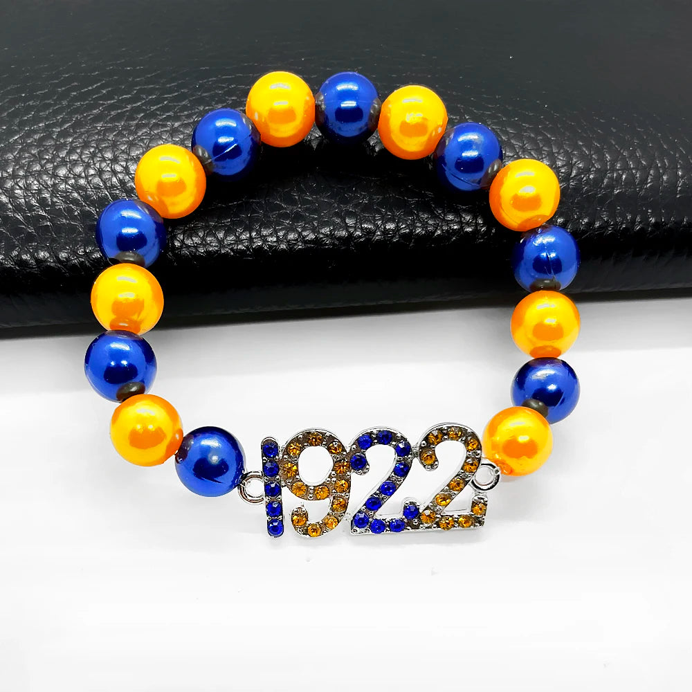 Fashion Greek sorority SIGMA GAMMA RHO society Rhinestone letter 1922 Metal Pendant pearl beads bracelet bangle