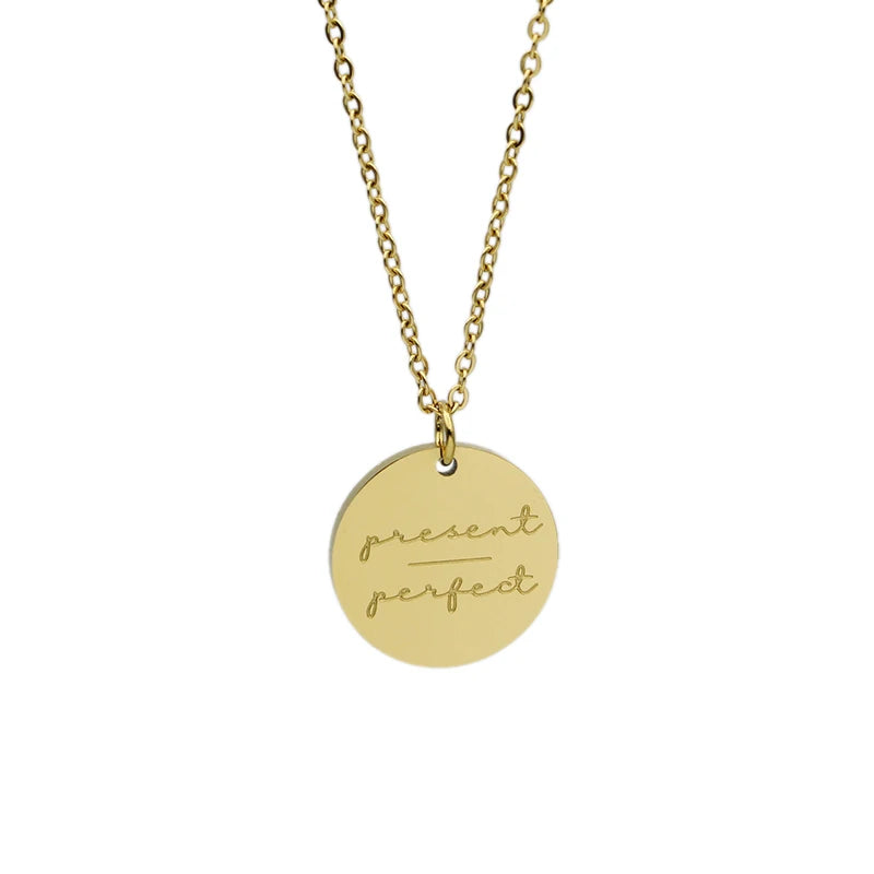 Simple Disc Pendant Necklace Stainless Steel Gold Plated Faith Over Fear Necklace Mind Over Matter Inspirational Jewelry Gift
