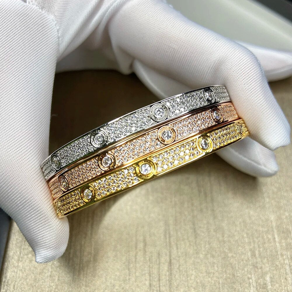 Fashion Designer Titanium Steel Bracelet For Women 18k Gold Plating Inlaid Zircon Bracelet Female pulseras mujer