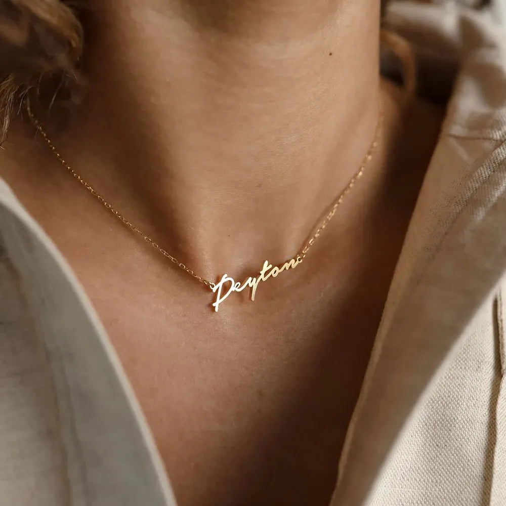 Customized Stainless Steel Initial Name Necklace Custom Personalized Letter Choker Necklace Pendant Nameplate Gift Dropshipping