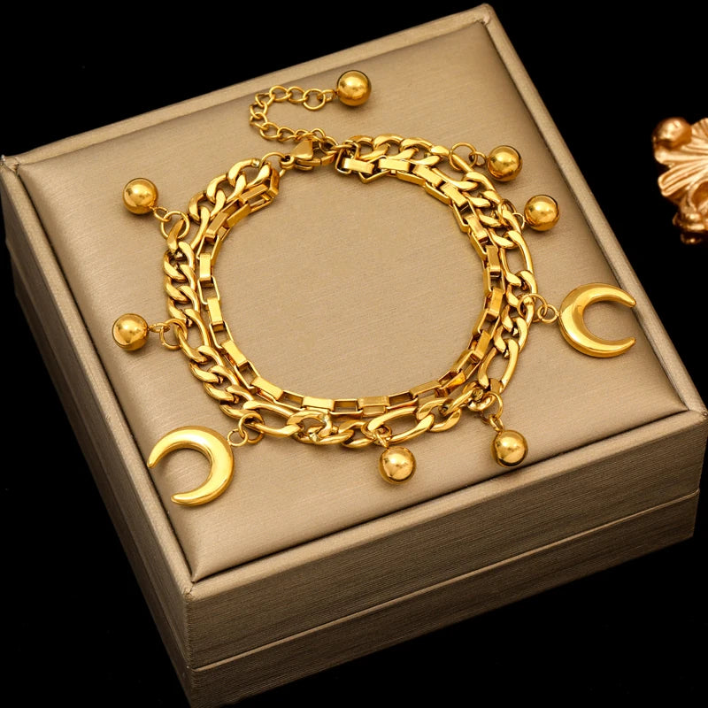 EILIECK 316L Stainless Steel Gold Color Geometric Bracelet For Women Girl Fashion New Holiday Gift Wrist Chain Jewelry Pulsera