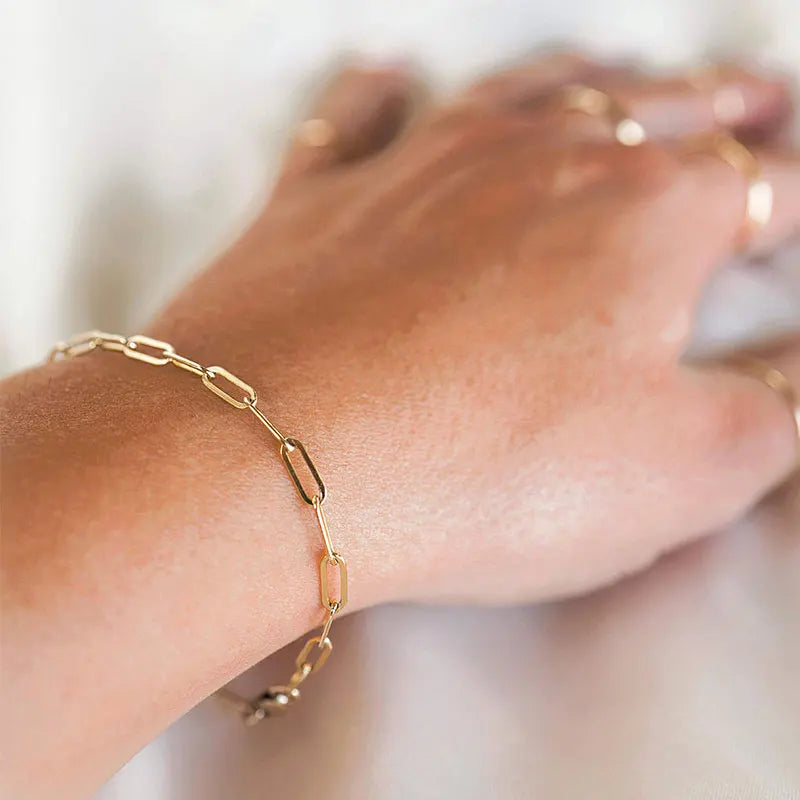 PickyanDco Fashion Paper Clip Anklet for Women Stainless Steel Chain Bracelet Jewelry Birthday Party Gifts