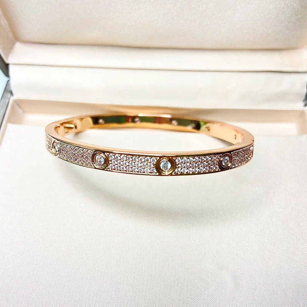 Fashion Designer Titanium Steel Bracelet For Women 18k Gold Plating Inlaid Zircon Bracelet Female pulseras mujer
