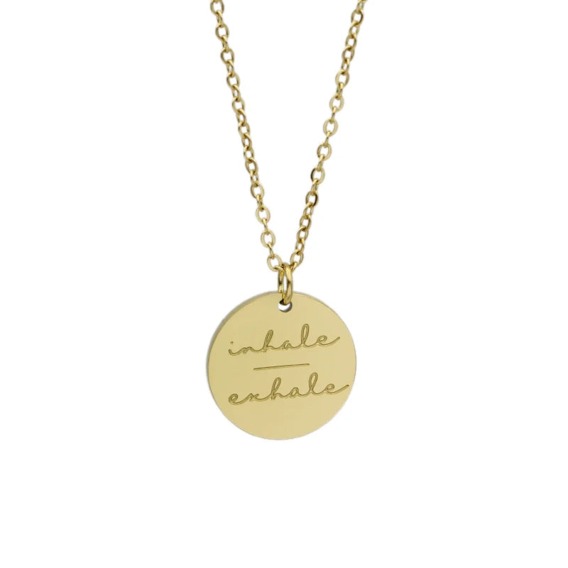 Simple Disc Pendant Necklace Stainless Steel Gold Plated Faith Over Fear Necklace Mind Over Matter Inspirational Jewelry Gift