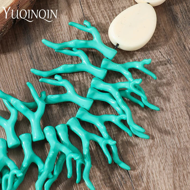Trendy Vintage Beaded Chain Bohemian Necklaces for Women Big Beads Coralline Pendant Necklace Colorful Bib Jewelry Boho Gifts