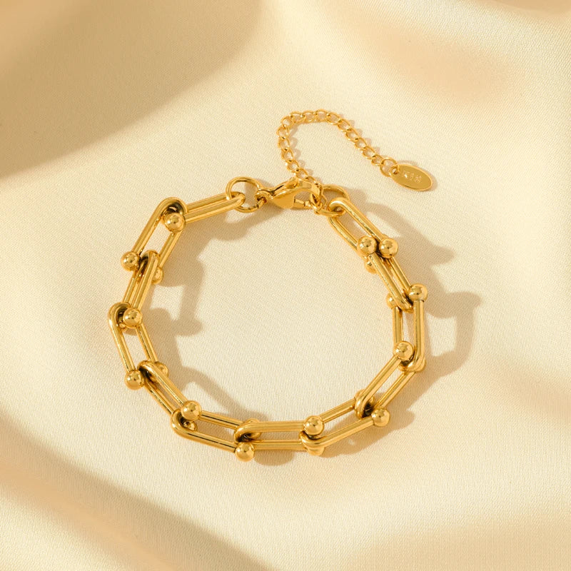 EILIECK 316L Stainless Steel Gold Color Geometric Bracelet For Women Girl Fashion New Holiday Gift Wrist Chain Jewelry Pulsera