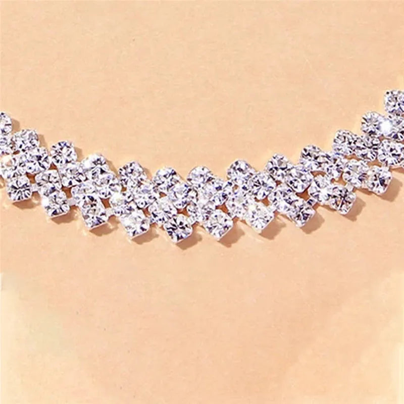 Huitan Bling Cubic Zirconia Chain Anklet for Women Fashion Ankle Bracelet Barefoot Sandals Foot Jewelry Anniversary Gift 2022