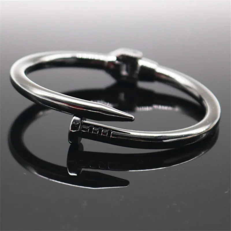 4 Color Classic Brand Nail Open Bracelets Female Temperament Simple Trendy Bracelet Stainles Steel Screw Bracelet For Women Gift
