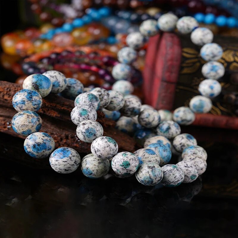 K2 Bead Bracelet Couples Distance Natural Energy Stone Round Beads Elastic Rope Jewelry Making Hand Chain Charm Women
