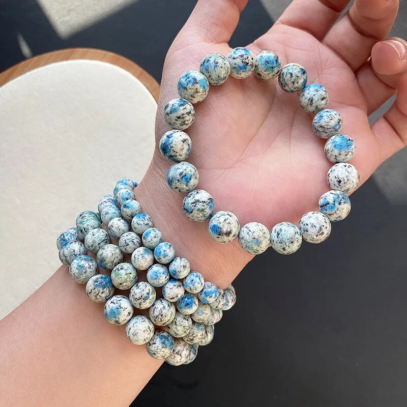 K2 Bead Bracelet Couples Distance Natural Energy Stone Round Beads Elastic Rope Jewelry Making Hand Chain Charm Women