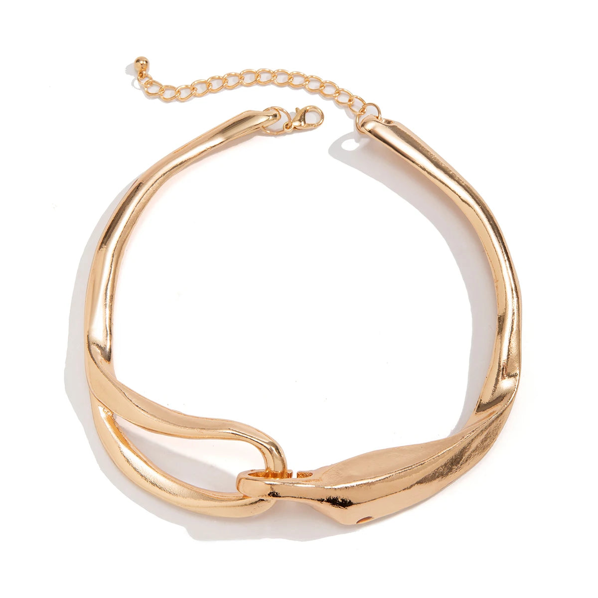 IngeSight.Z Exaggerated Thick Heavy Metal Buckle Collar Choker Necklace for Women Punk Gold Color Chunky Short Necklace Party