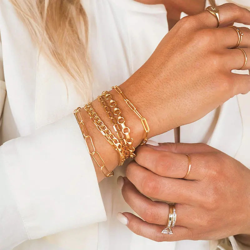 PickyanDco Fashion Paper Clip Anklet for Women Stainless Steel Chain Bracelet Jewelry Birthday Party Gifts