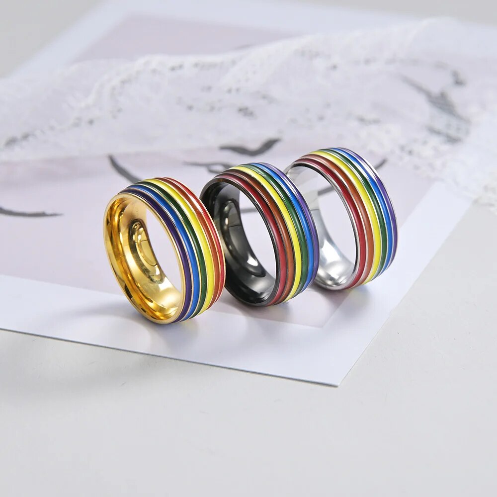 Rainbow Pride Love Unisex Stainless Steel Ring