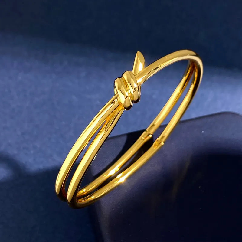 Hangke1989 Brand Zirconia kink Brand kink Bracelet For Women Stainless steel nail Knot jewels Bracelets double deck Bangles
