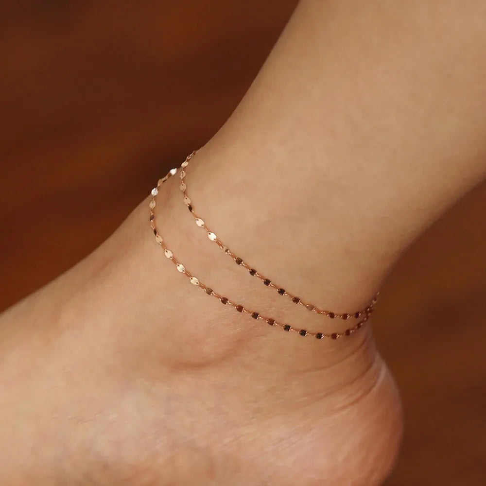 Orazio Stainless Steel Anklet Bracelet for Women Classic Fashion Minimalist Fish Chain Anklets Summer Beach Foot Jewelry Gift