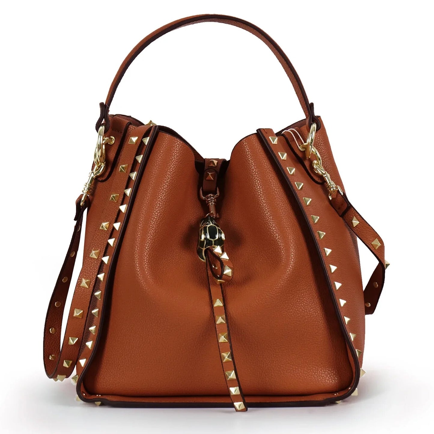Hot Sale Women's Bucket Bag Brand Designer Genuine Leather Handbags Ladies Fashion Rivet Shoulder Bag Female Casual Tote 2023