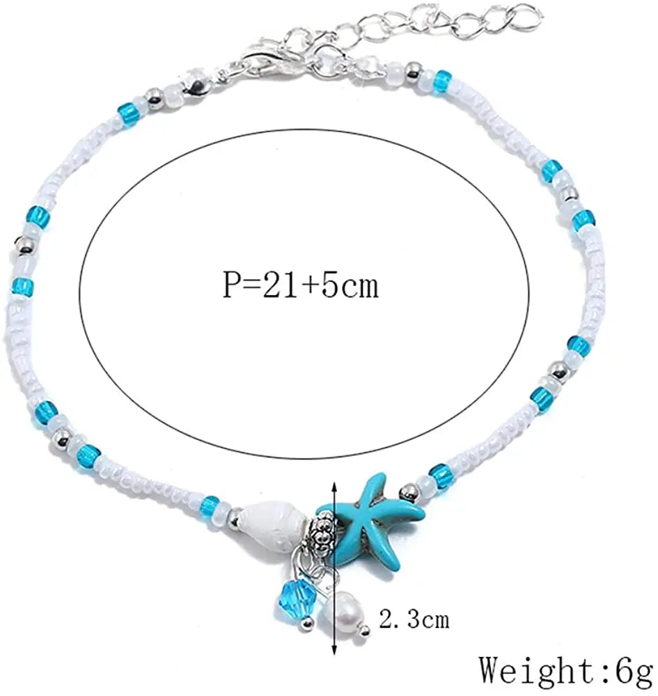 Boho Starfish Beaded Anklet