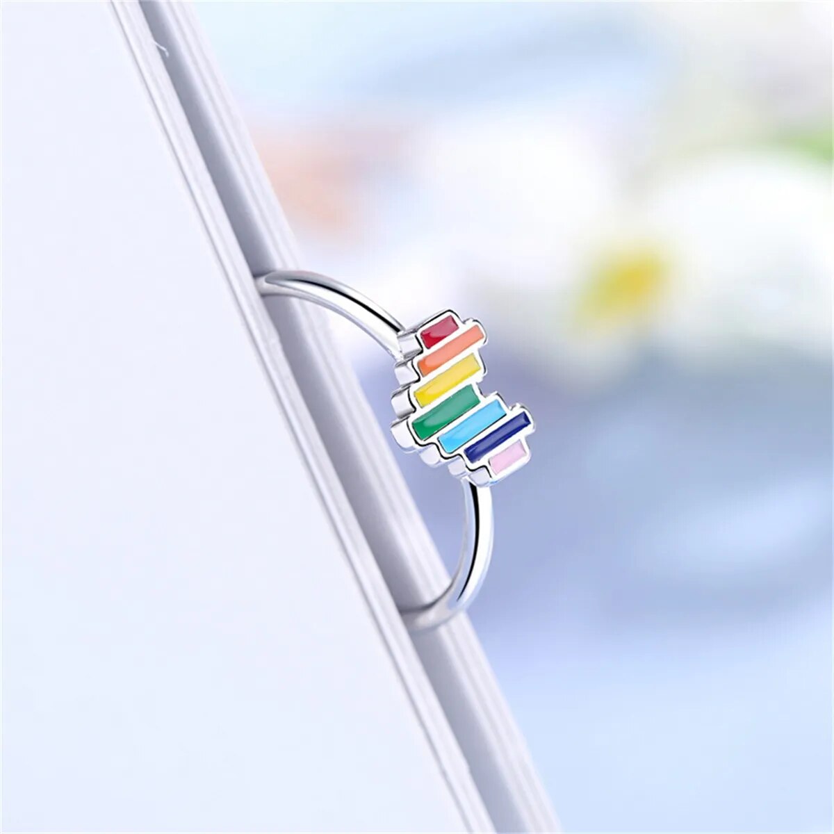 Boho Rainbow Pride Love Heart Open Rings For Women