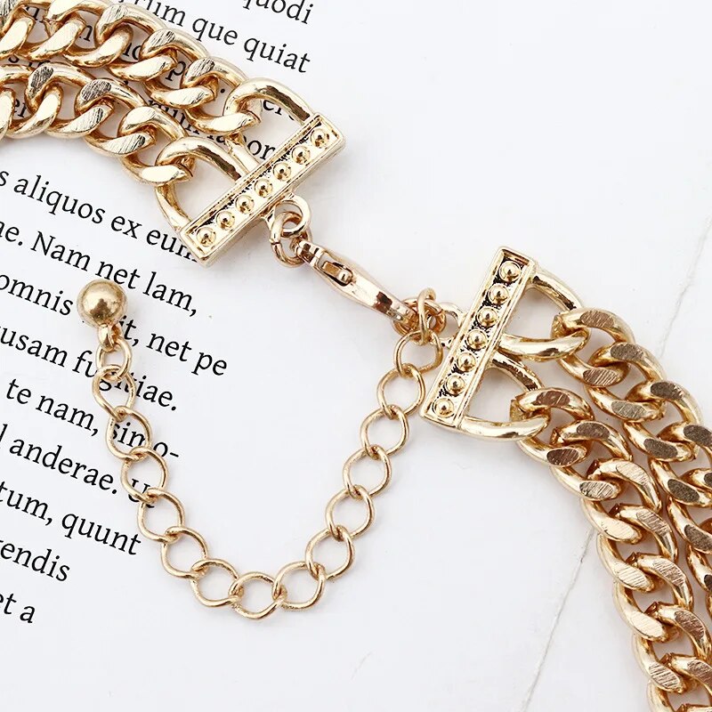 Hip Hop Full Crystal Double Leopard Head Pendant Choker Necklace With Double Cuban Chain For Men Women Fashion Panther Jewelry