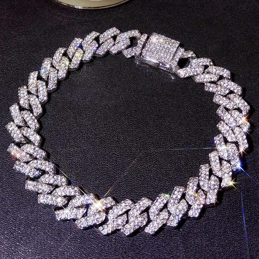 Fashion Luxury Iced Out Prong Cuban Link Chain Anklet For Women Men Bling Full Rhinestone Anklets Bracelet Hip Hop Foot Jewelry