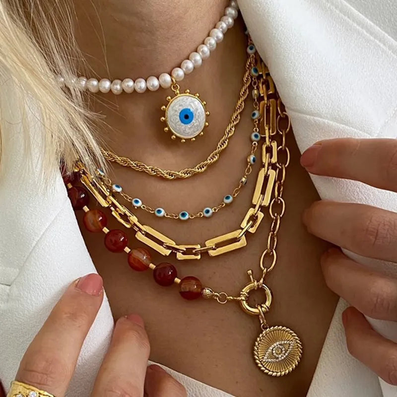Vintage Turquoises Stone Pendant Necklace Bohemia Jewelry Statement Water Drop Metal Pendant Women's Necklace