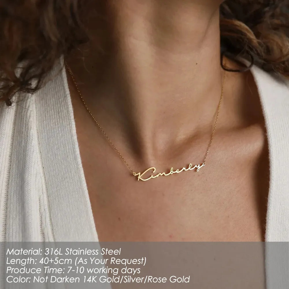 Customized Stainless Steel Initial Name Necklace Custom Personalized Letter Choker Necklace Pendant Nameplate Gift Dropshipping