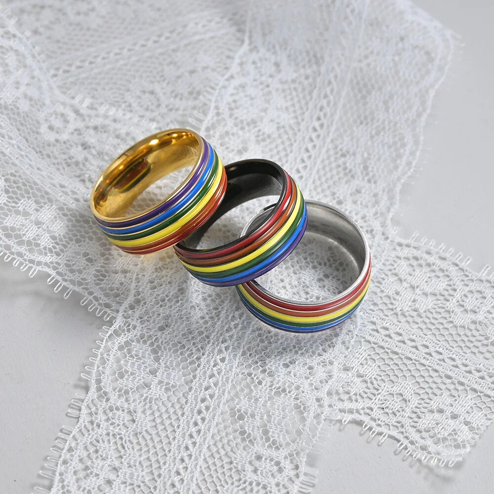 Rainbow Pride Love Unisex Stainless Steel Ring