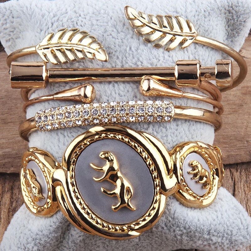 Roman Numeral Crown Bracelet Set