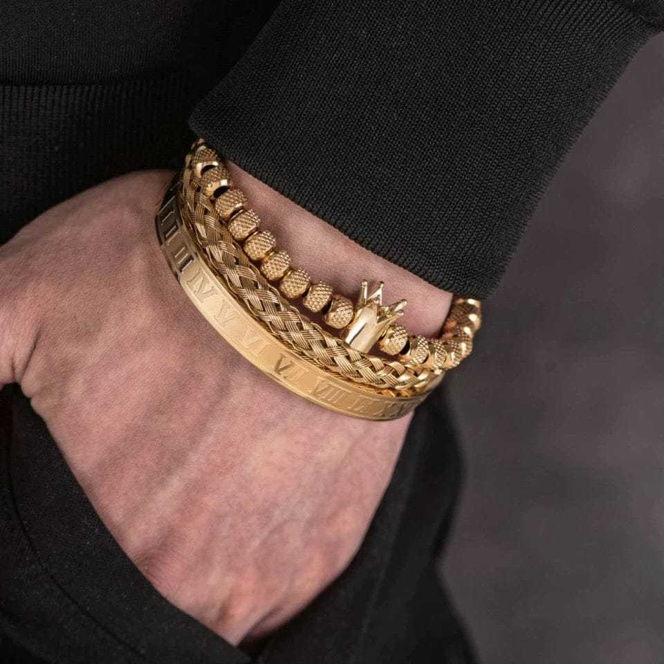 Luxury Royal Crown Gold Men’s 4Piece Bracelet Set