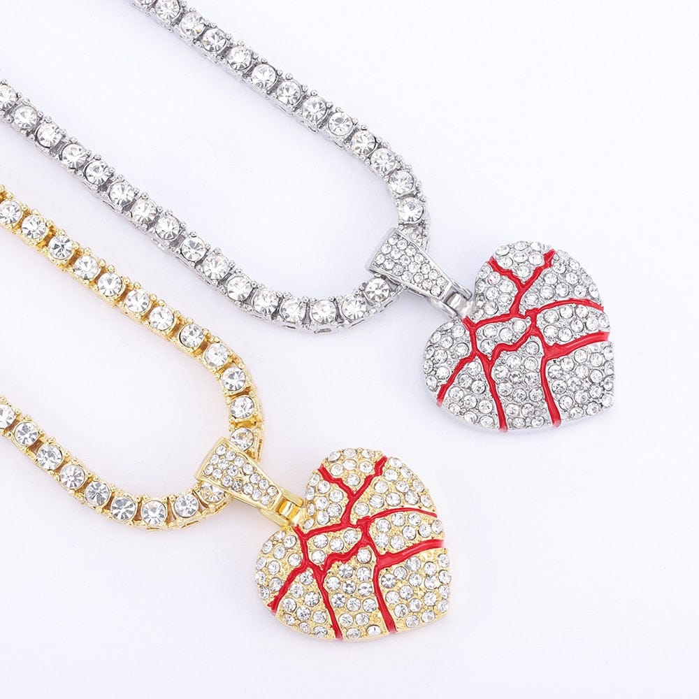 Hip Hop Iced Out Bling Out Broken Heart NECKLACE
