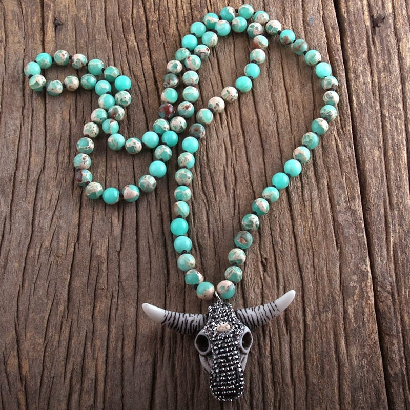 Bull Head Charm Pendant Handmade Bohemian Women Statement Necklace Women