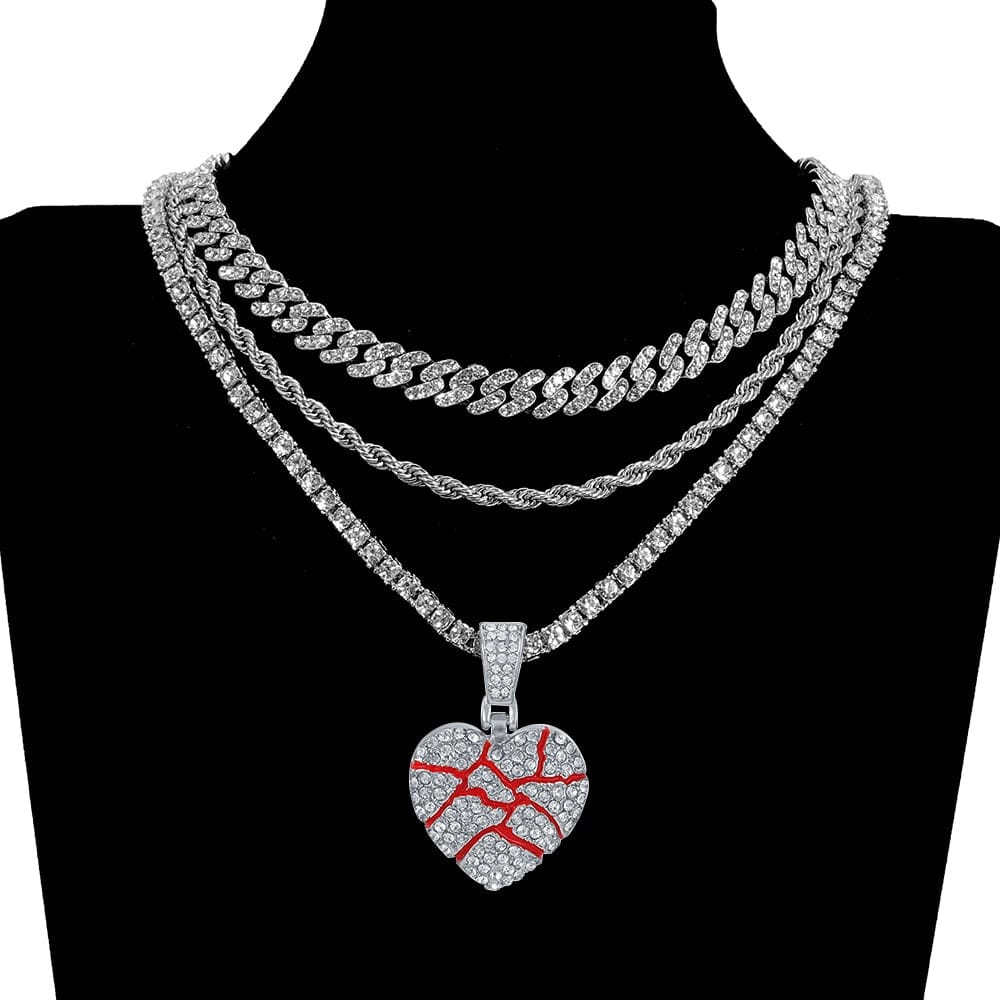 Hip Hop Iced Out Bling Out Broken Heart NECKLACE