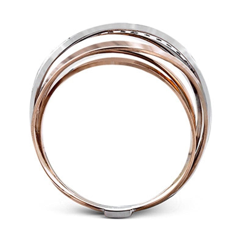 Women Interlaced Paved Zircon Crystal Stones Ring