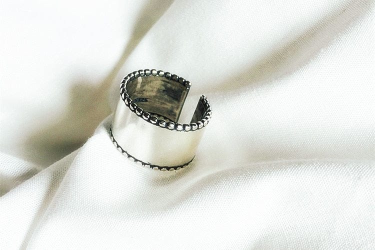 New Korean Style Worn Wide Glossy Silver PlatedWomen's Rings