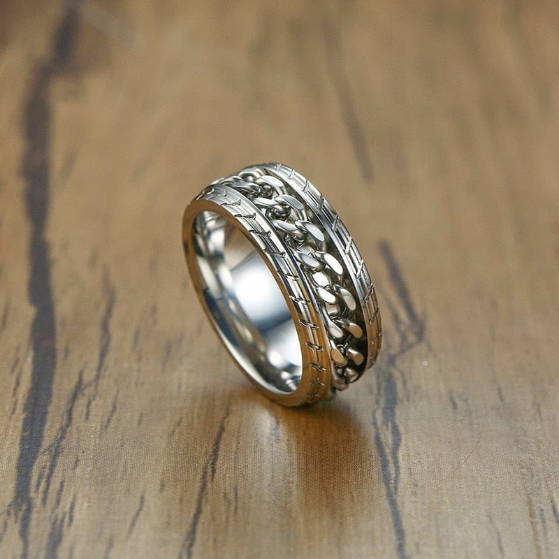 Meditation Silver Men's Spinner Anxiety Ring