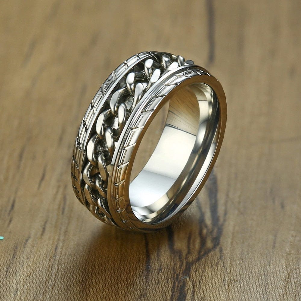 Meditation Silver Men's Spinner Anxiety Ring