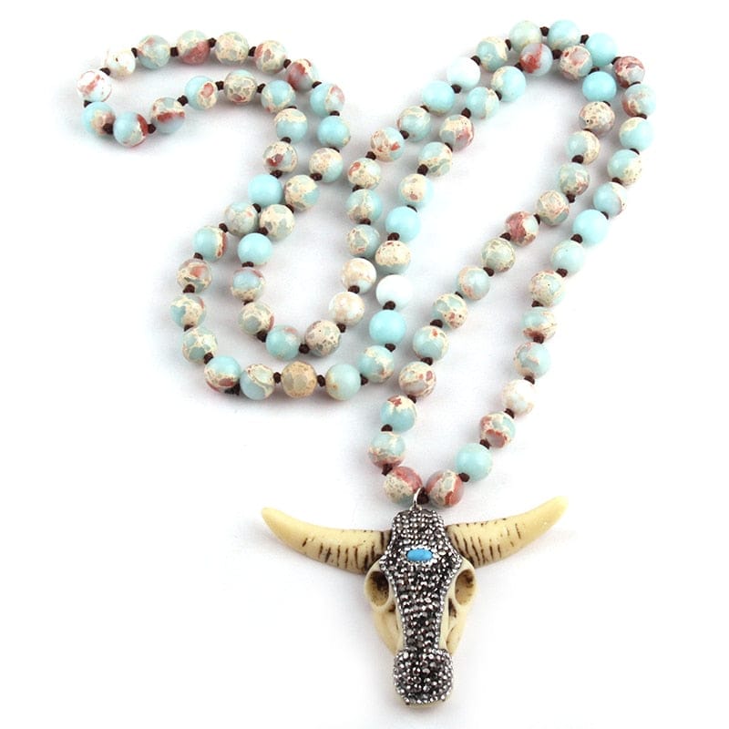 Bull Head Charm Pendant Handmade Bohemian Women Statement Necklace Women