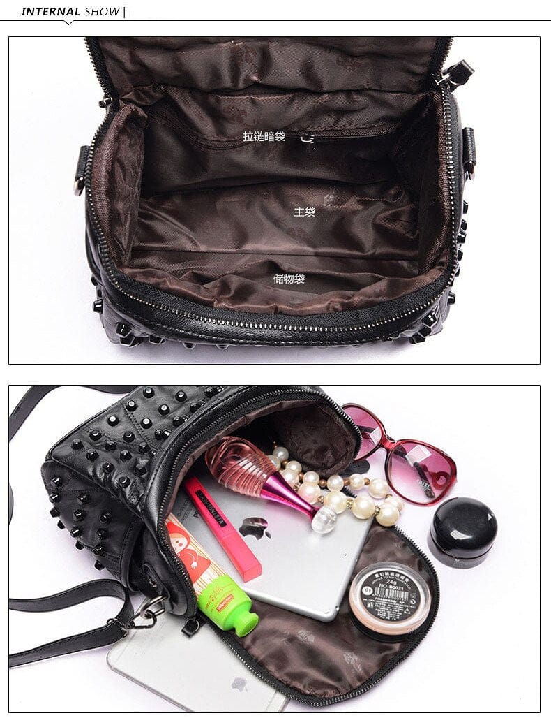 Black Studded Messenger Women's Handbag