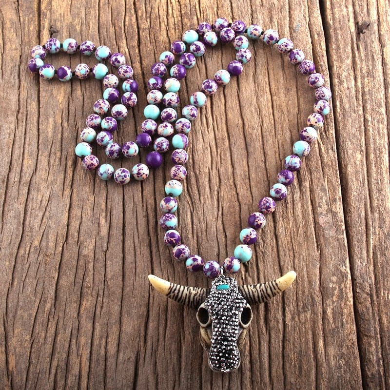Bull Head Charm Pendant Handmade Bohemian Women Statement Necklace Women