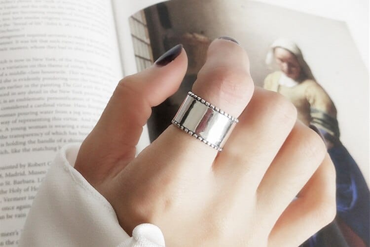 New Korean Style Worn Wide Glossy Silver PlatedWomen's Rings