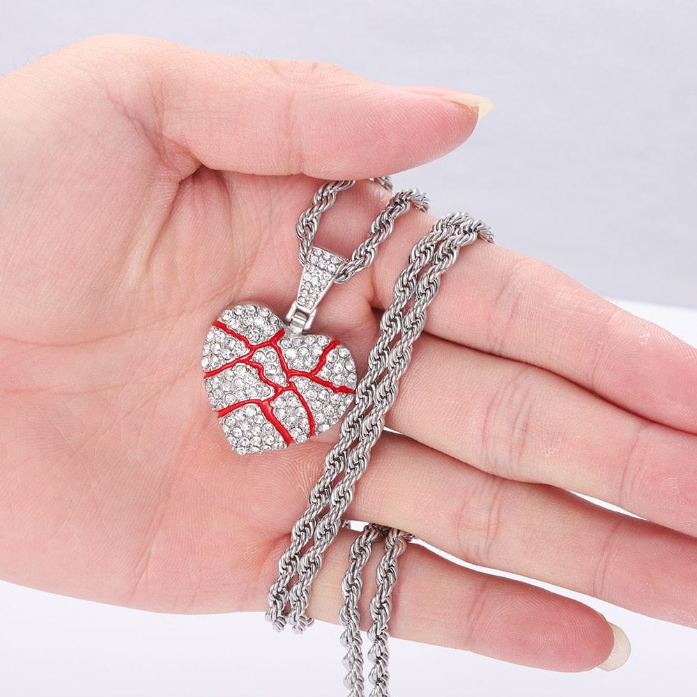 Hip Hop Iced Out Bling Out Broken Heart NECKLACE
