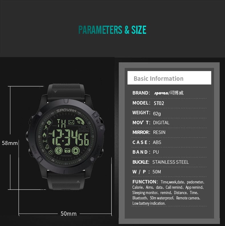MNWT Smartwatch 33-month Standby Time 24h All-Weather Monitoring Smart Watch For IOS And Android